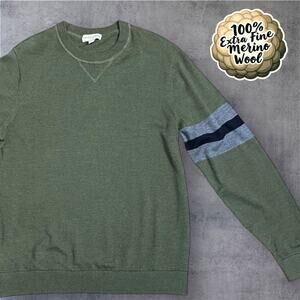 Crosby & Howard Men’s Large Olive Green Merino Wool Pullover Sweater Ultra Soft